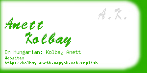 anett kolbay business card